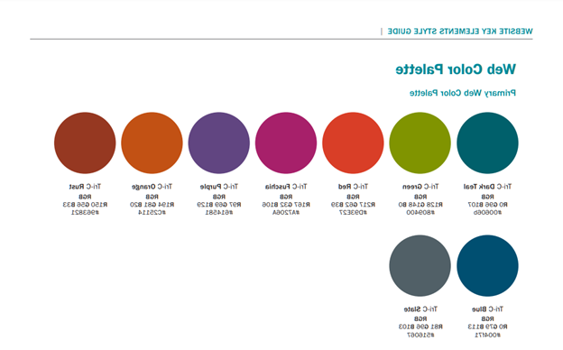 一个调色板，每个圆圈代表九种经批准的三氯乙烯网页颜色